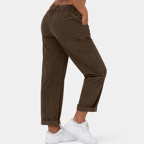 Mid Rise Button Zipper Side Pocket Corduroy Casual Pants - Picture 3 of 9